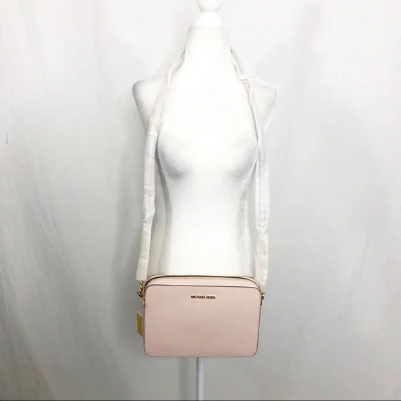 NEW Michael Kors Jet Set Large East West Leather Crossbody Purse Bag, Blush Pink